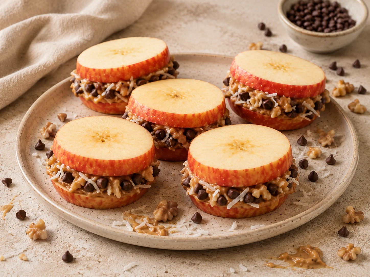 Almond Butter Apple Sandwiches