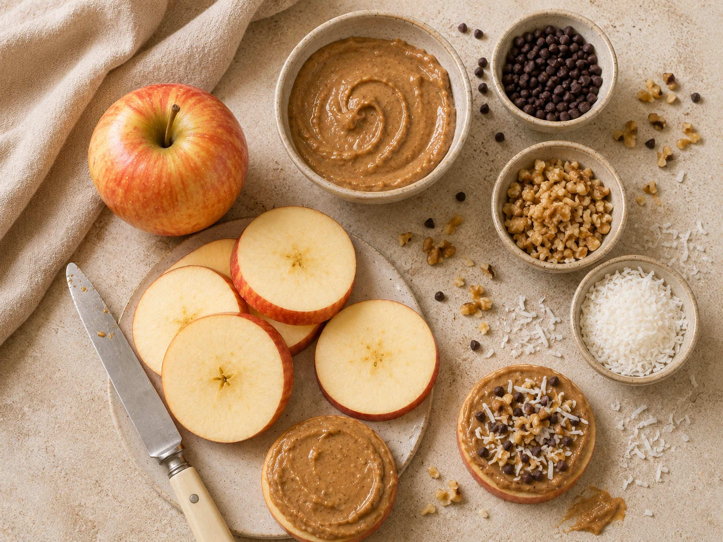 Almond Butter Apple Sandwiches preparation