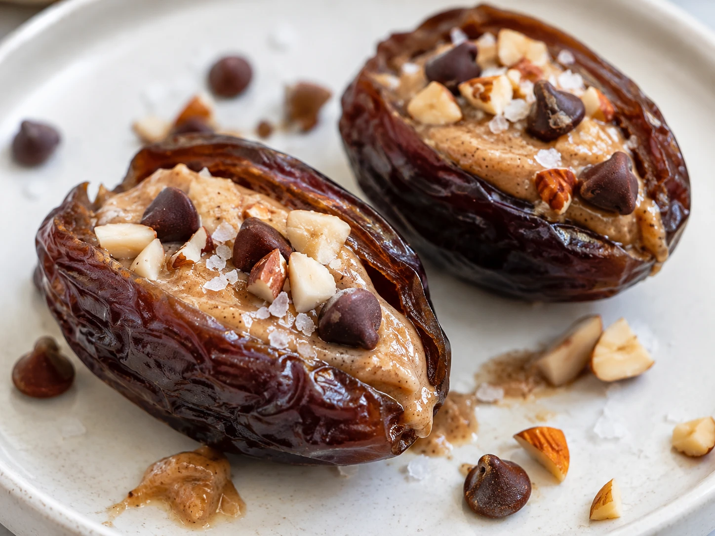 Almond Butter Stuffed Dates close up