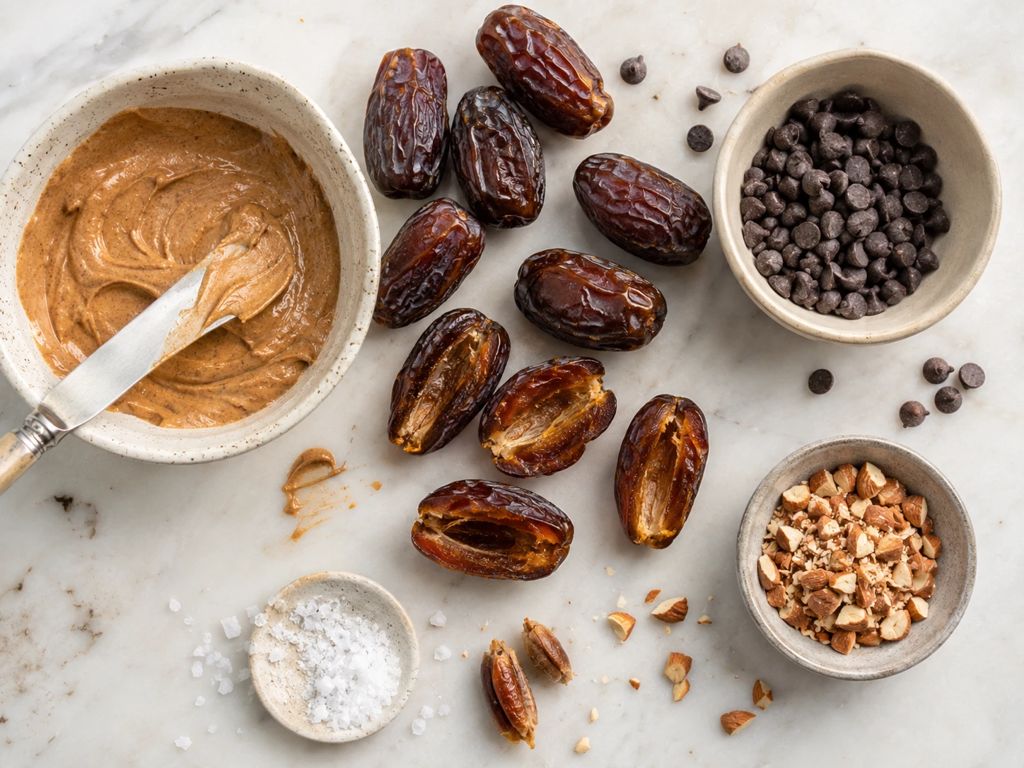 Almond Butter Stuffed Dates preparation