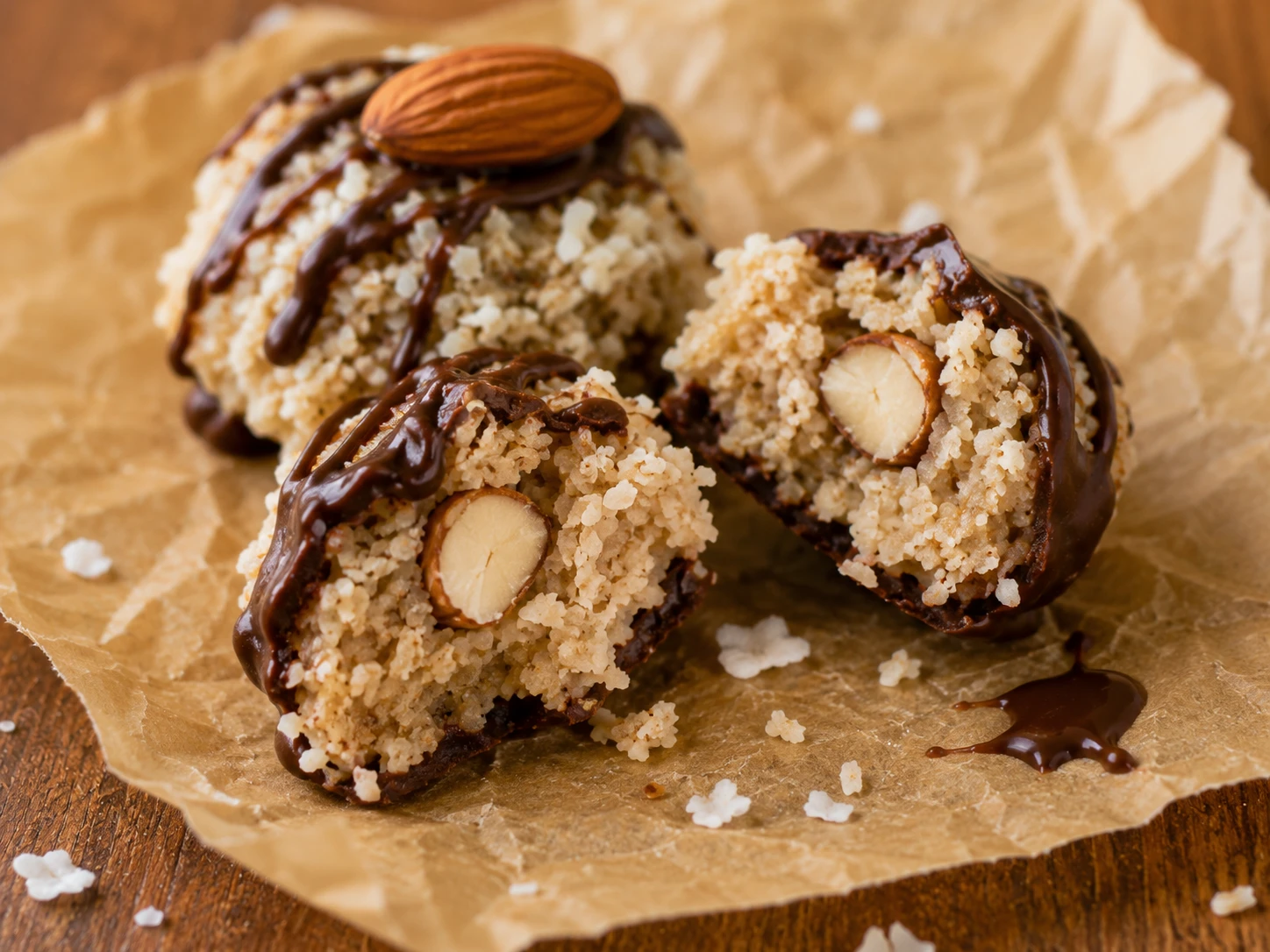 Almond Joy Protein Bites close up