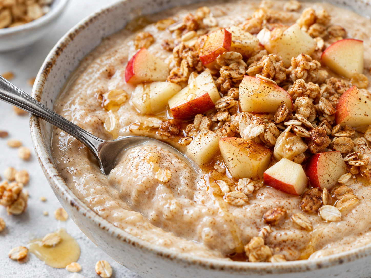 Apple Cinnamon Oat Smoothie Bowl close up