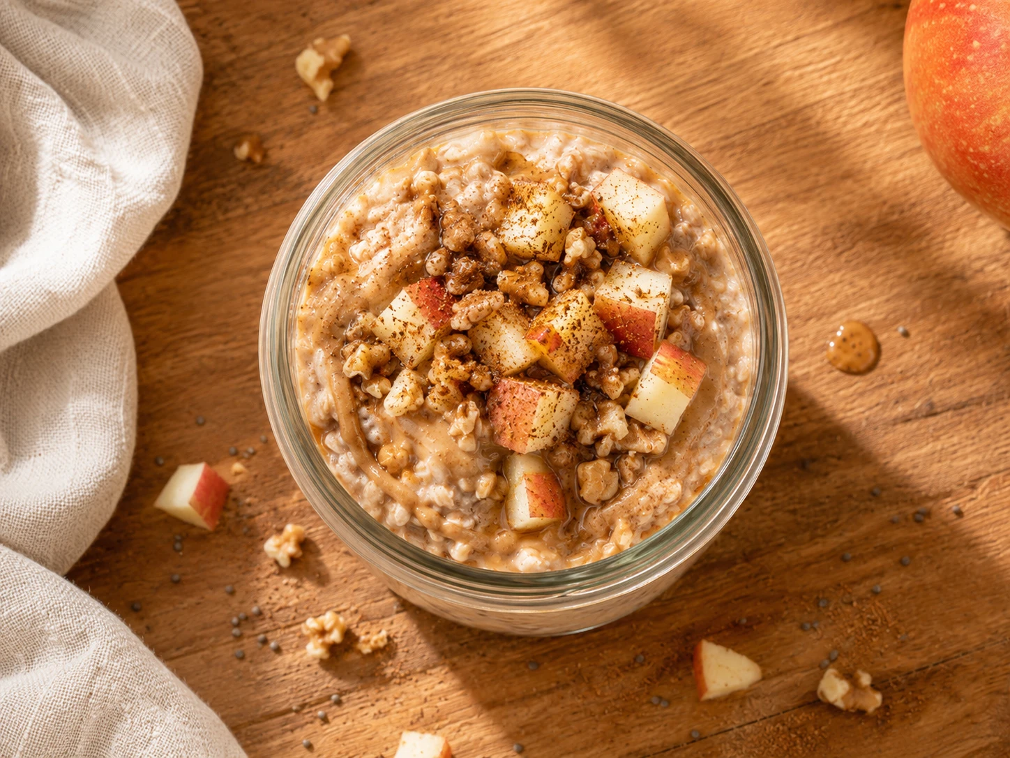 Apple Cinnamon Overnight Oats aerial view