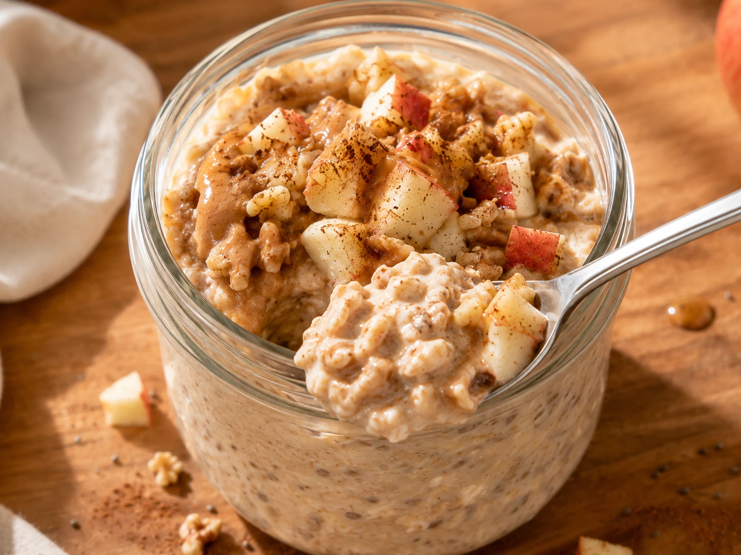 Apple Cinnamon Overnight Oats close up