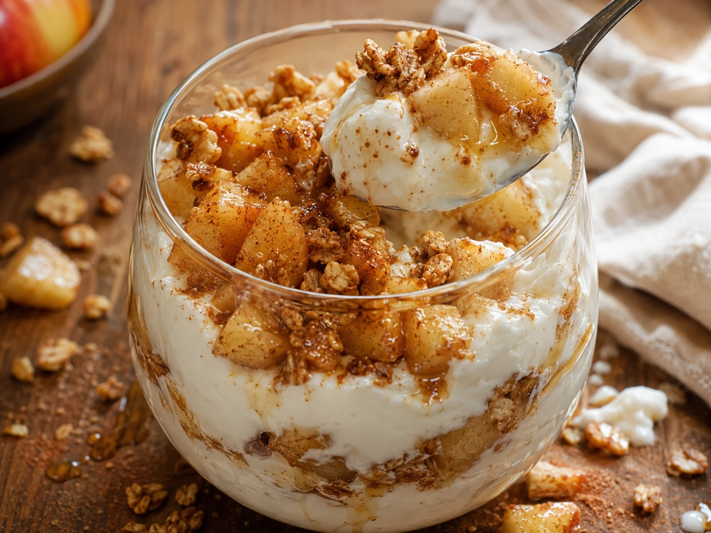 Apple Cinnamon Protein Yogurt Cups close up