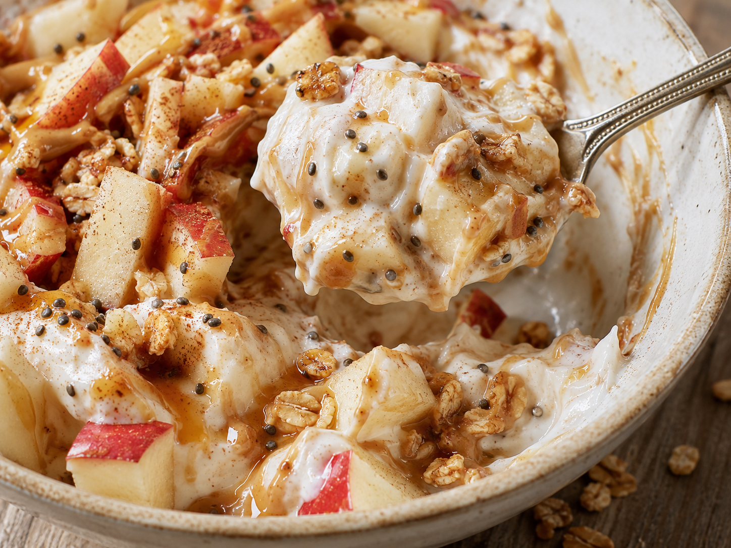 Apple Peanut Butter Yogurt Bowl close up