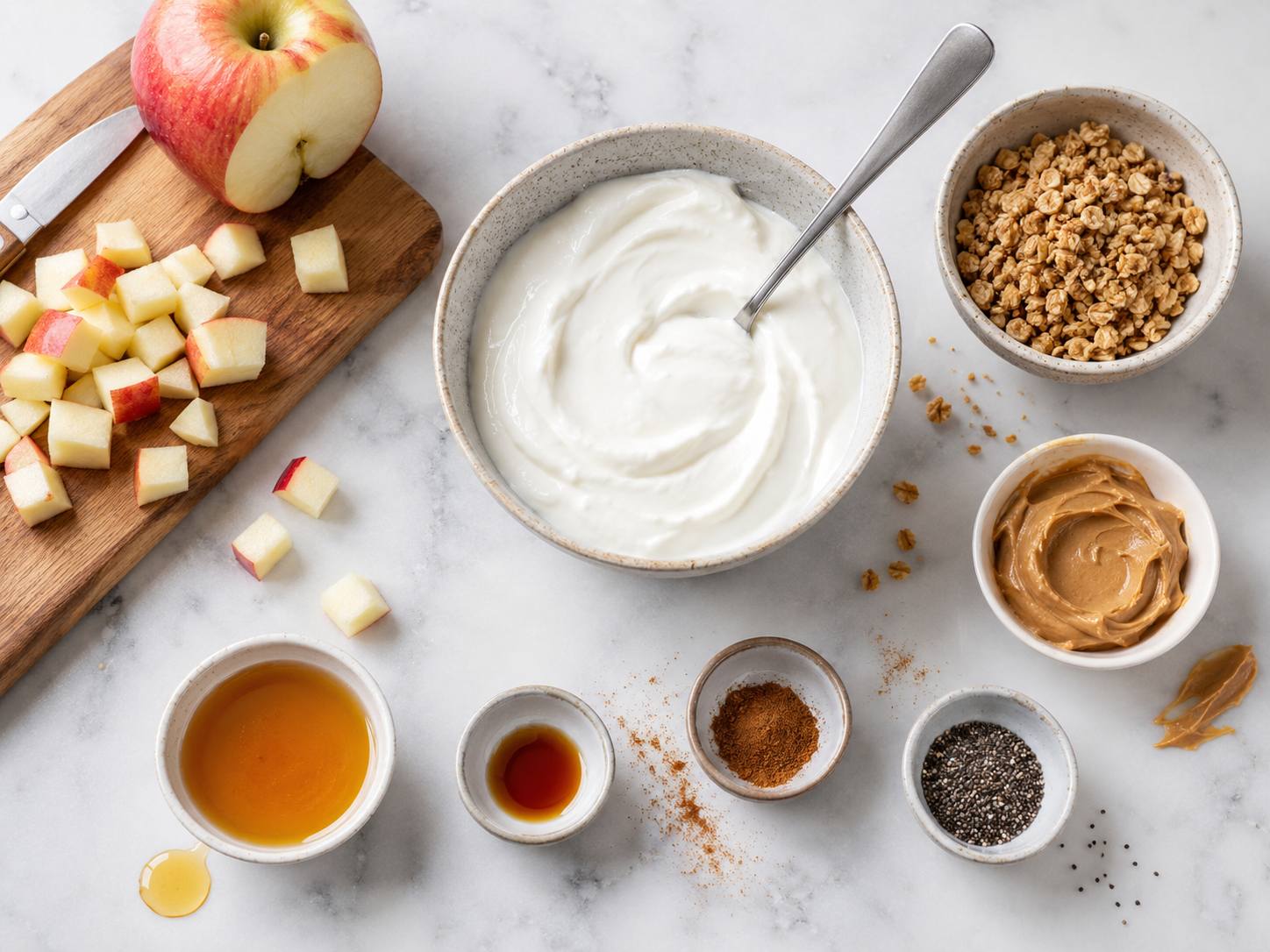 Apple Peanut Butter Yogurt Bowl preparation