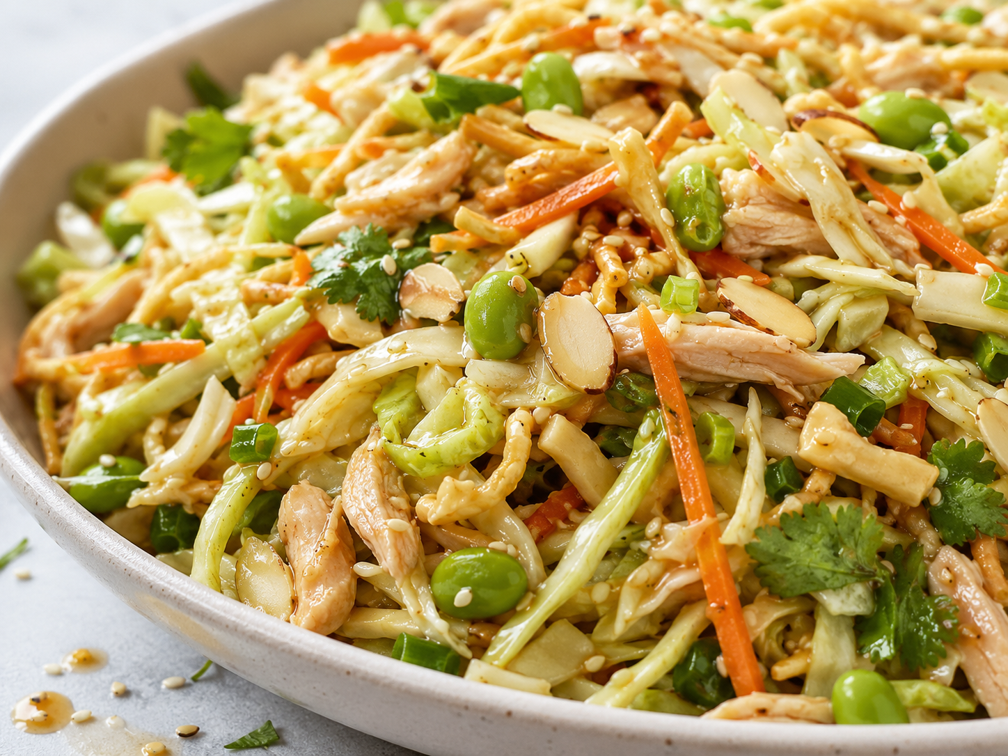 Asian Chicken Cabbage Salad close up