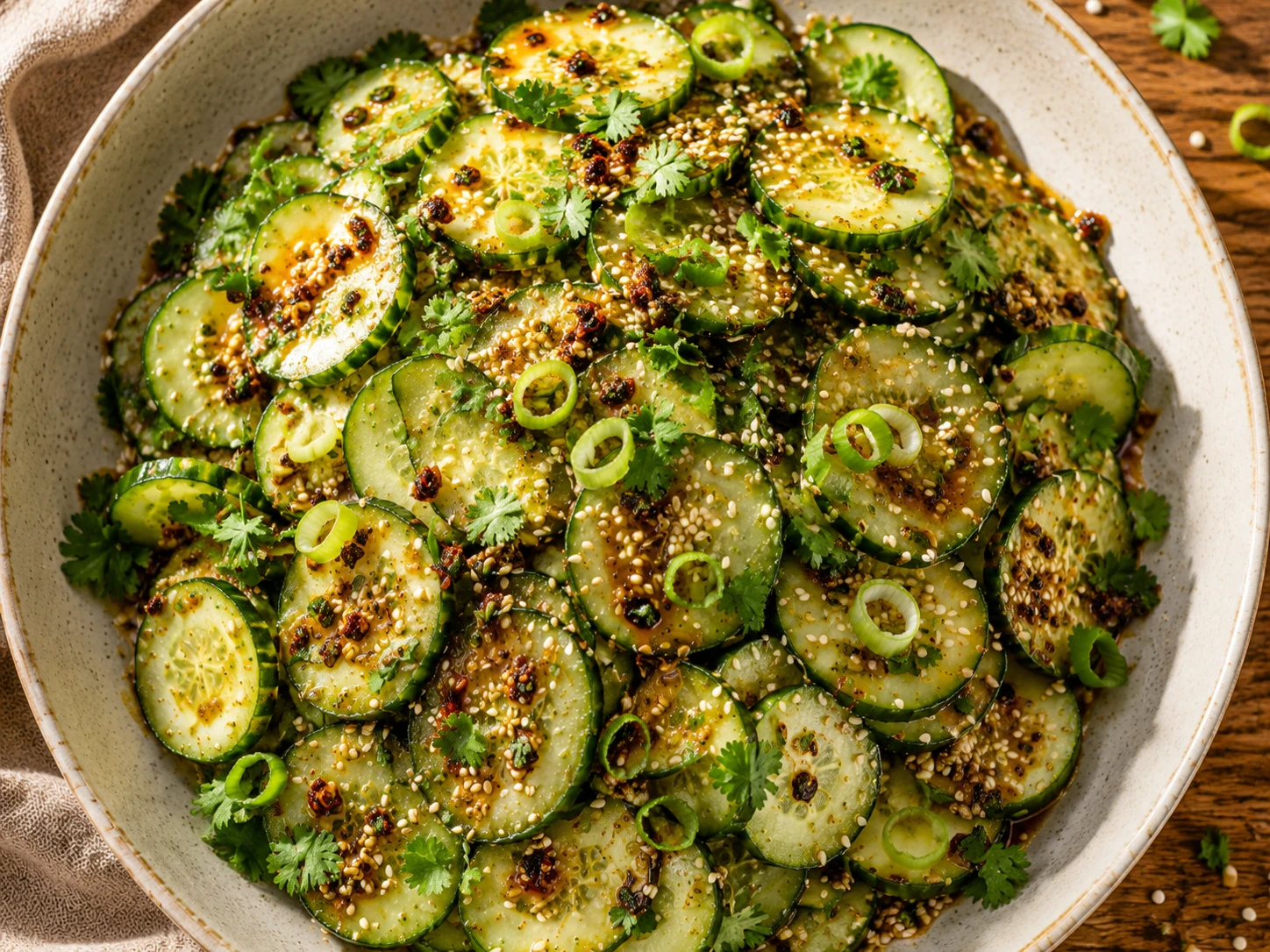 Asian Cucumber Sesame Salad aerial view