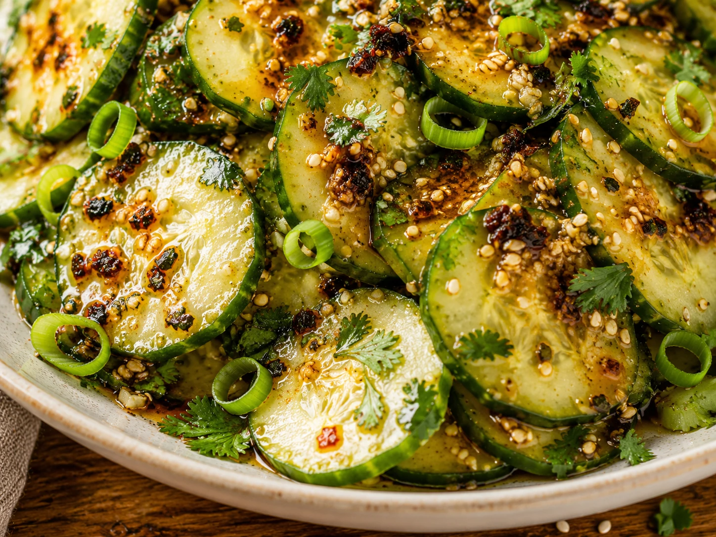 Asian Cucumber Sesame Salad close up