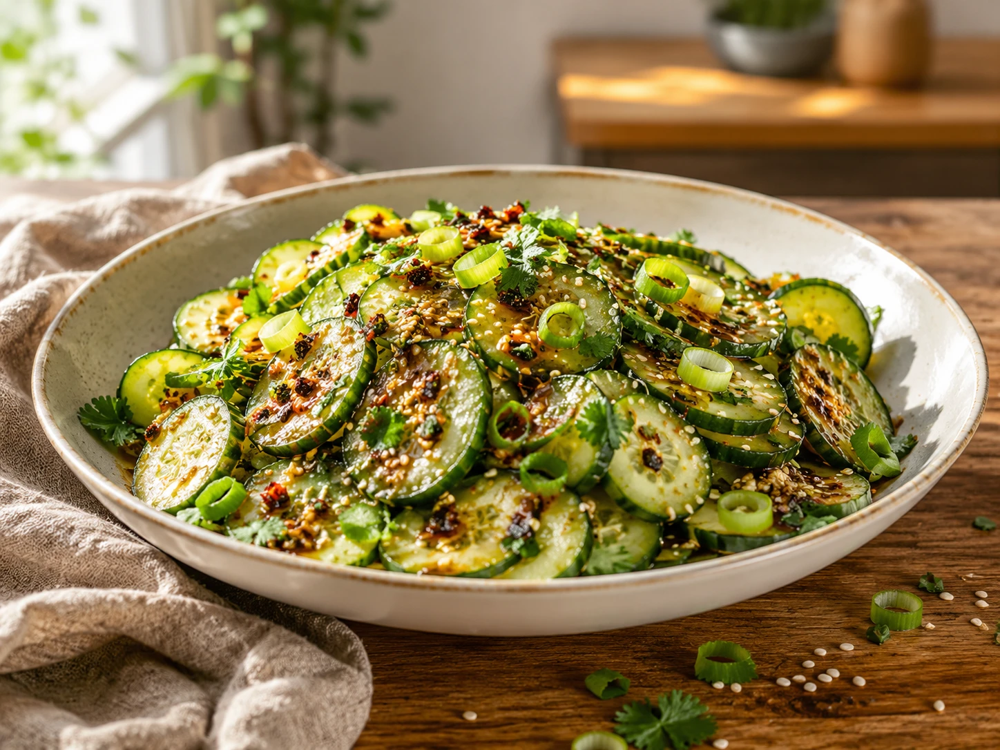 Asian Cucumber Sesame Salad preparation