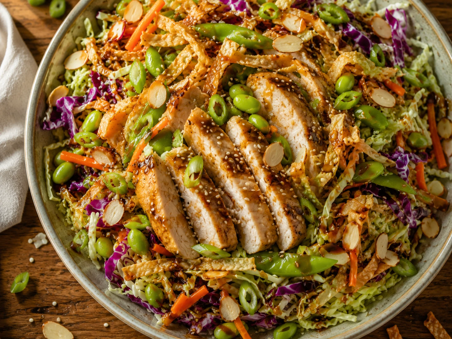 Asian Sesame Chicken Crunch Salad preparation