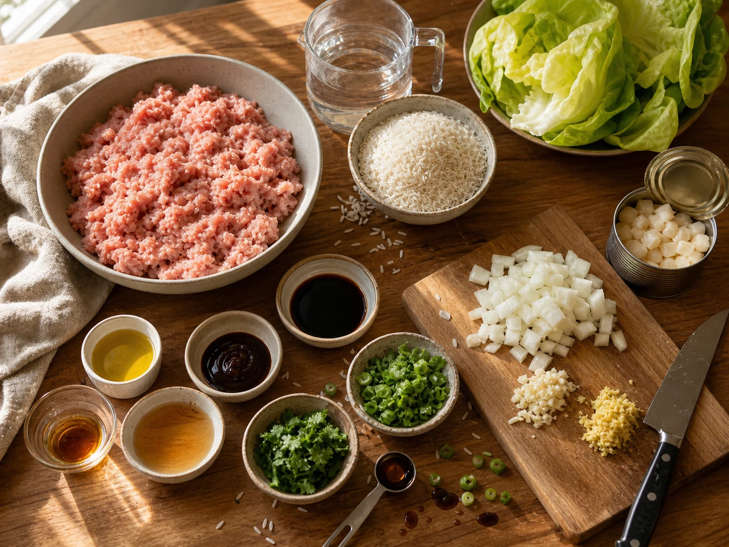 Asian Turkey Lettuce Bowl Meal Prep preparation