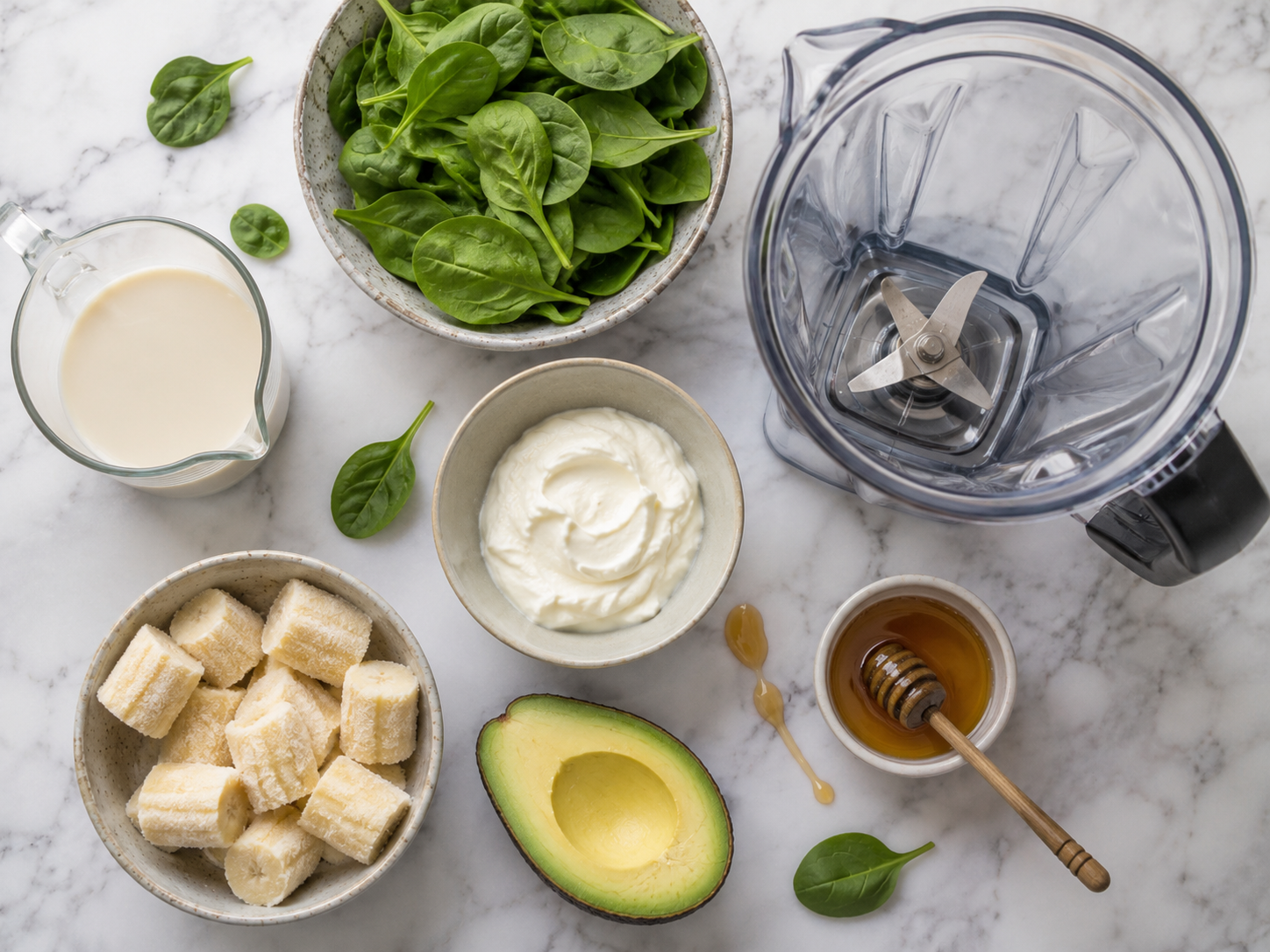 Avocado Banana Green Smoothie Bowl preparation