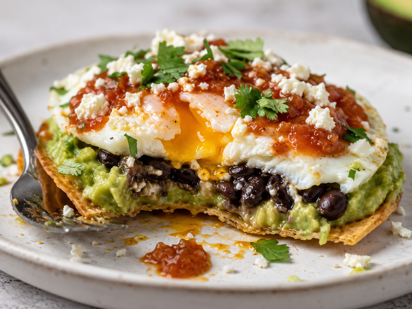 Avocado Egg Breakfast Tostadas close up