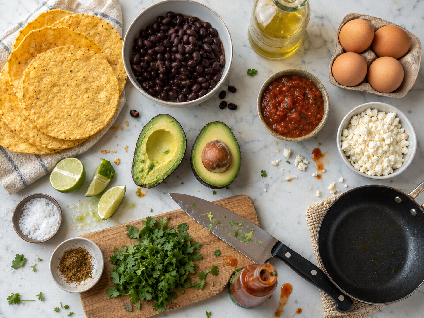 Avocado Egg Breakfast Tostadas preparation