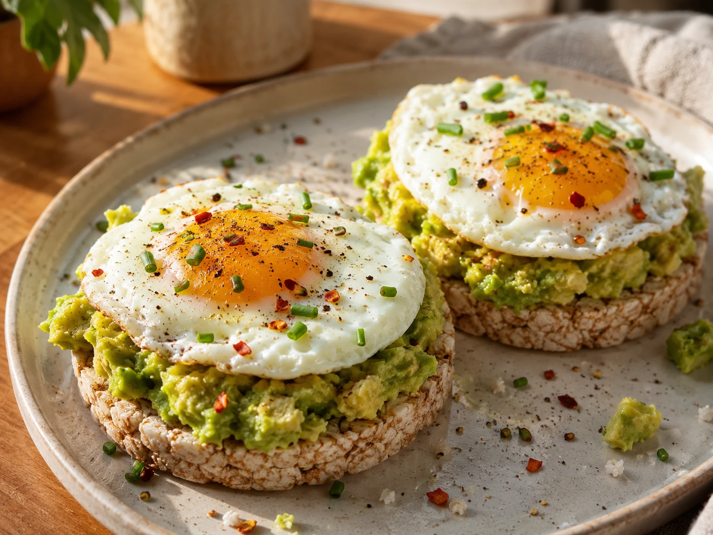 Avocado Egg Rice Cake Toast