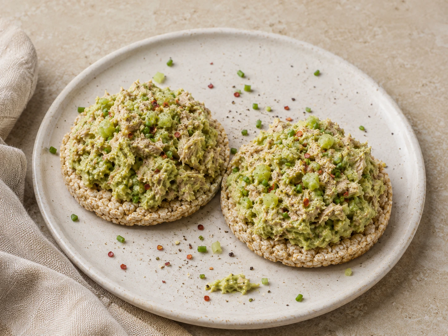Avocado Tuna Rice Cake Snacks