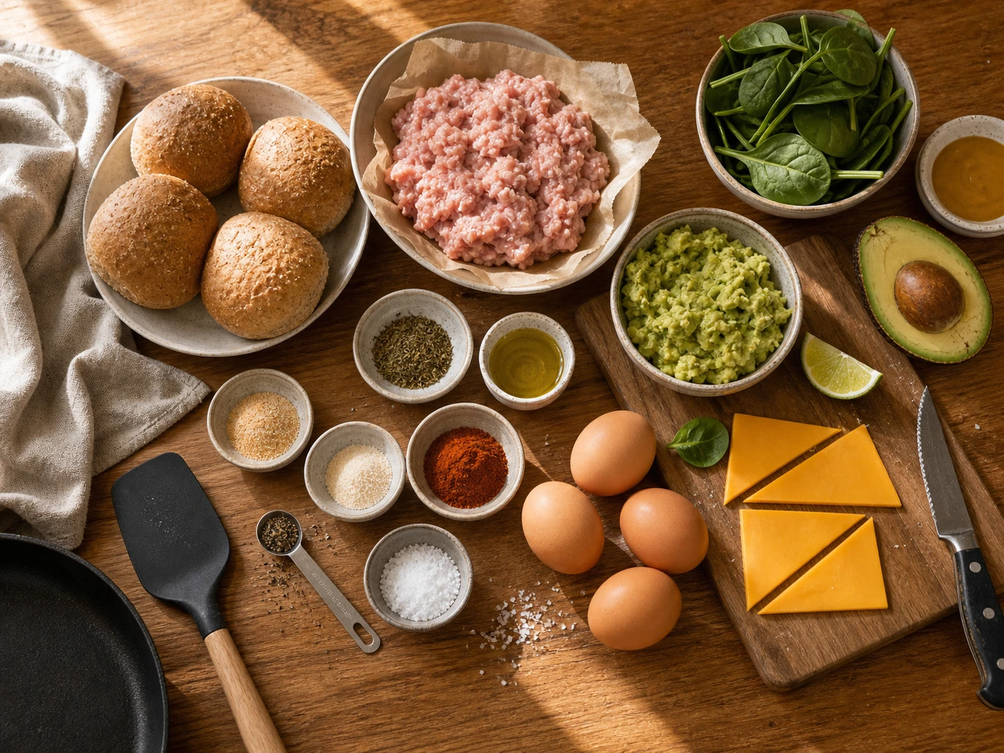 Avocado Turkey Egg Breakfast Sliders preparation