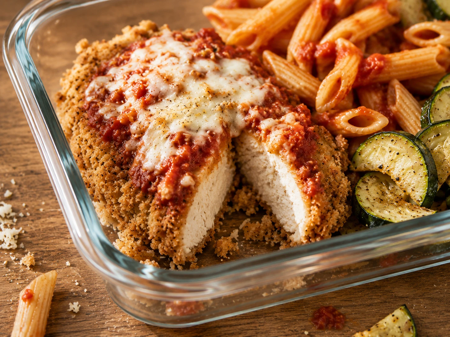 Baked Chicken Parmesan Meal Prep close up