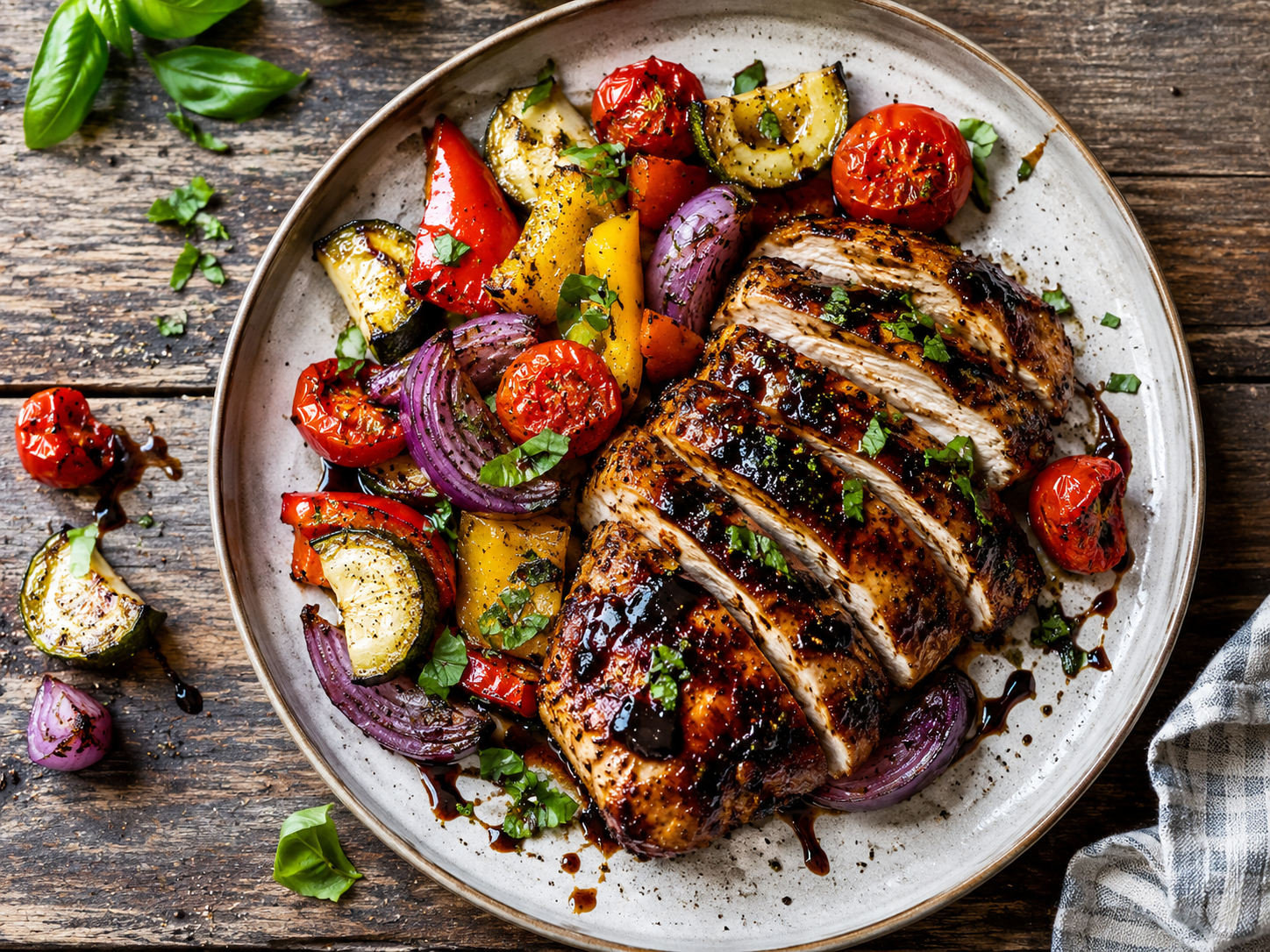 Balsamic Chicken with Roasted Vegetables