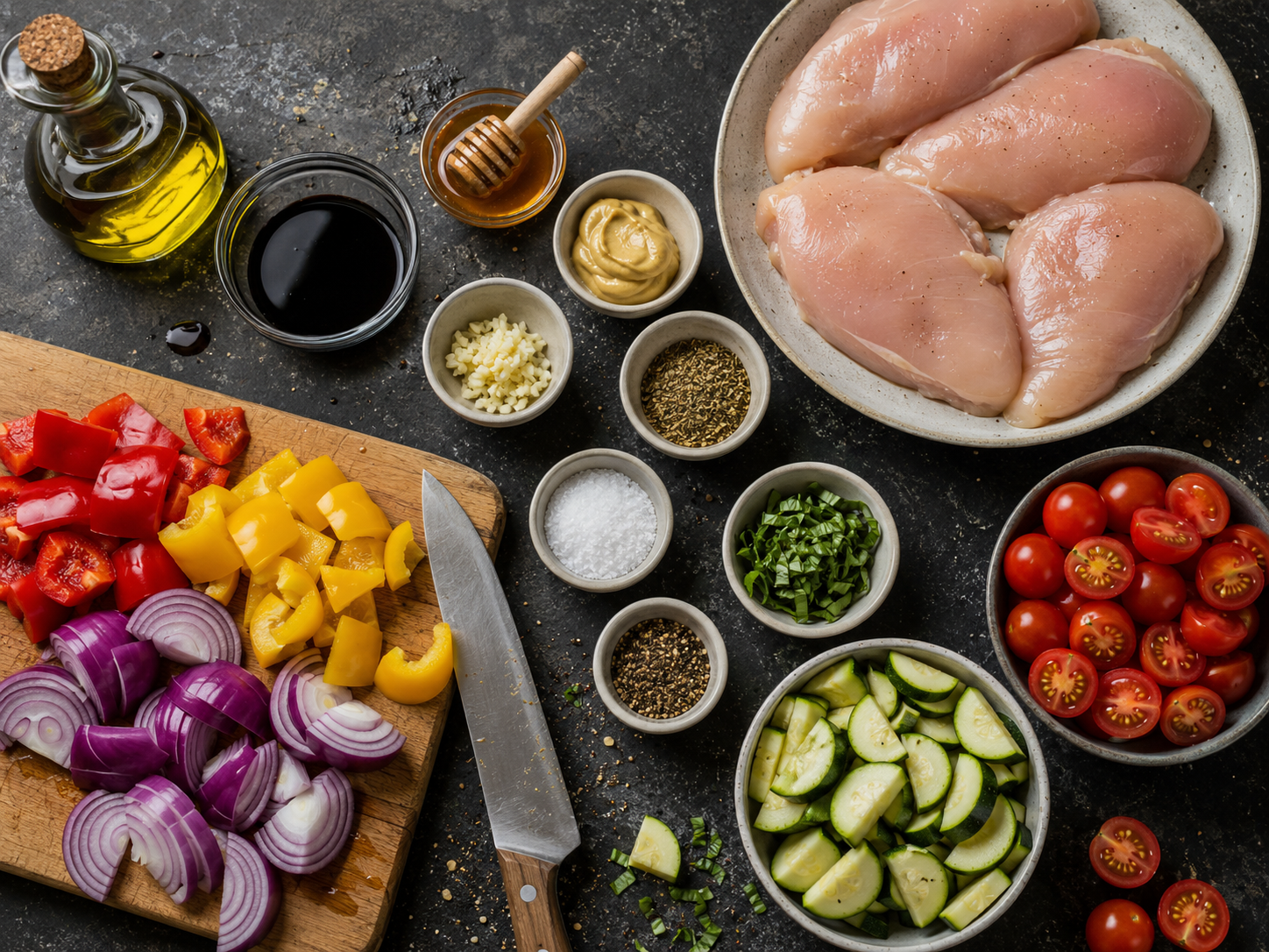 Balsamic Chicken with Roasted Vegetables preparation