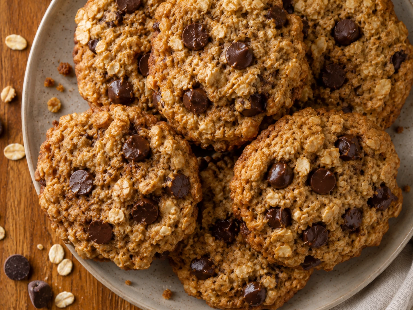 Banana Chocolate Chip Oat Cookies aerial view