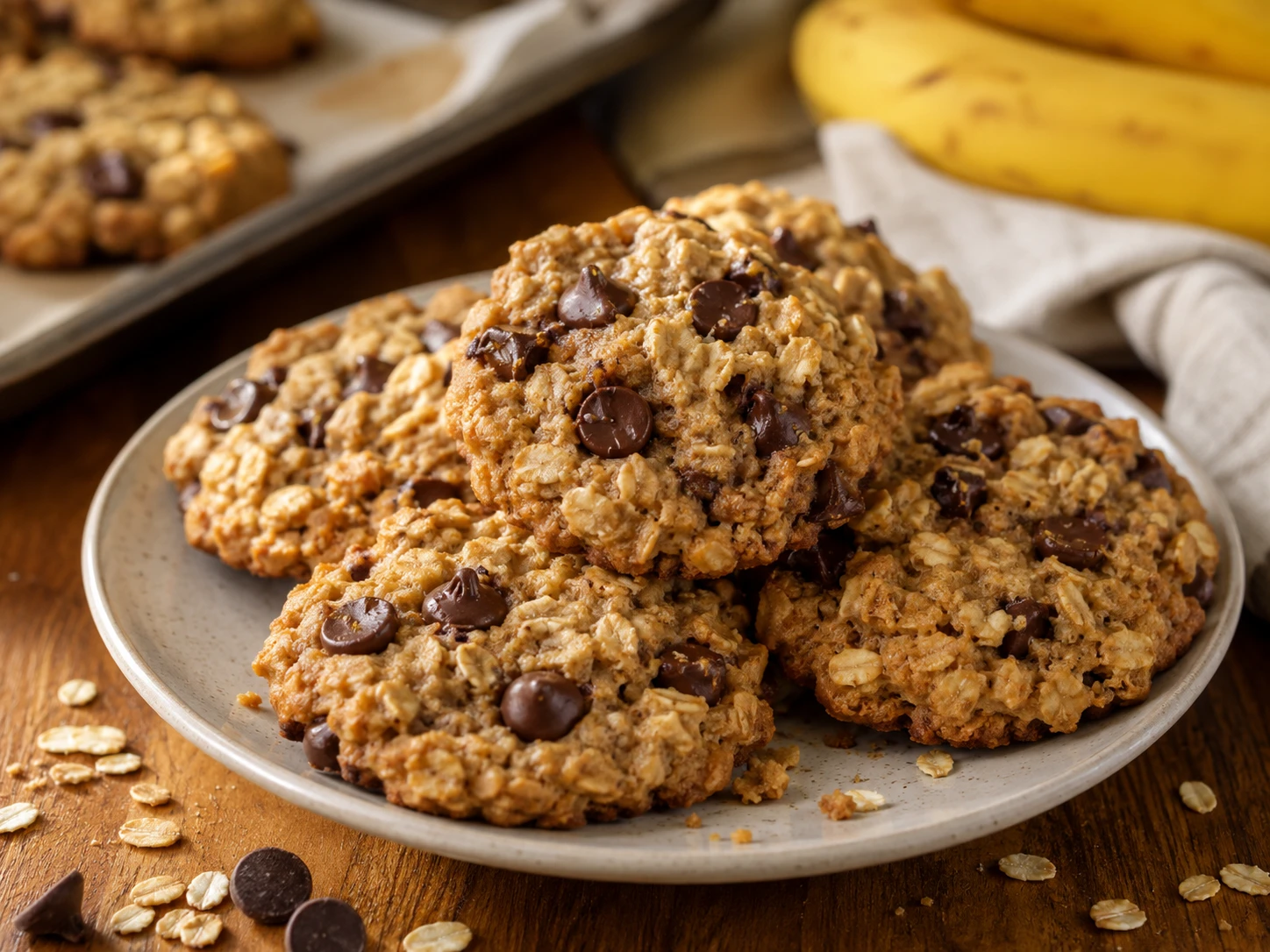 Banana Chocolate Chip Oat Cookies