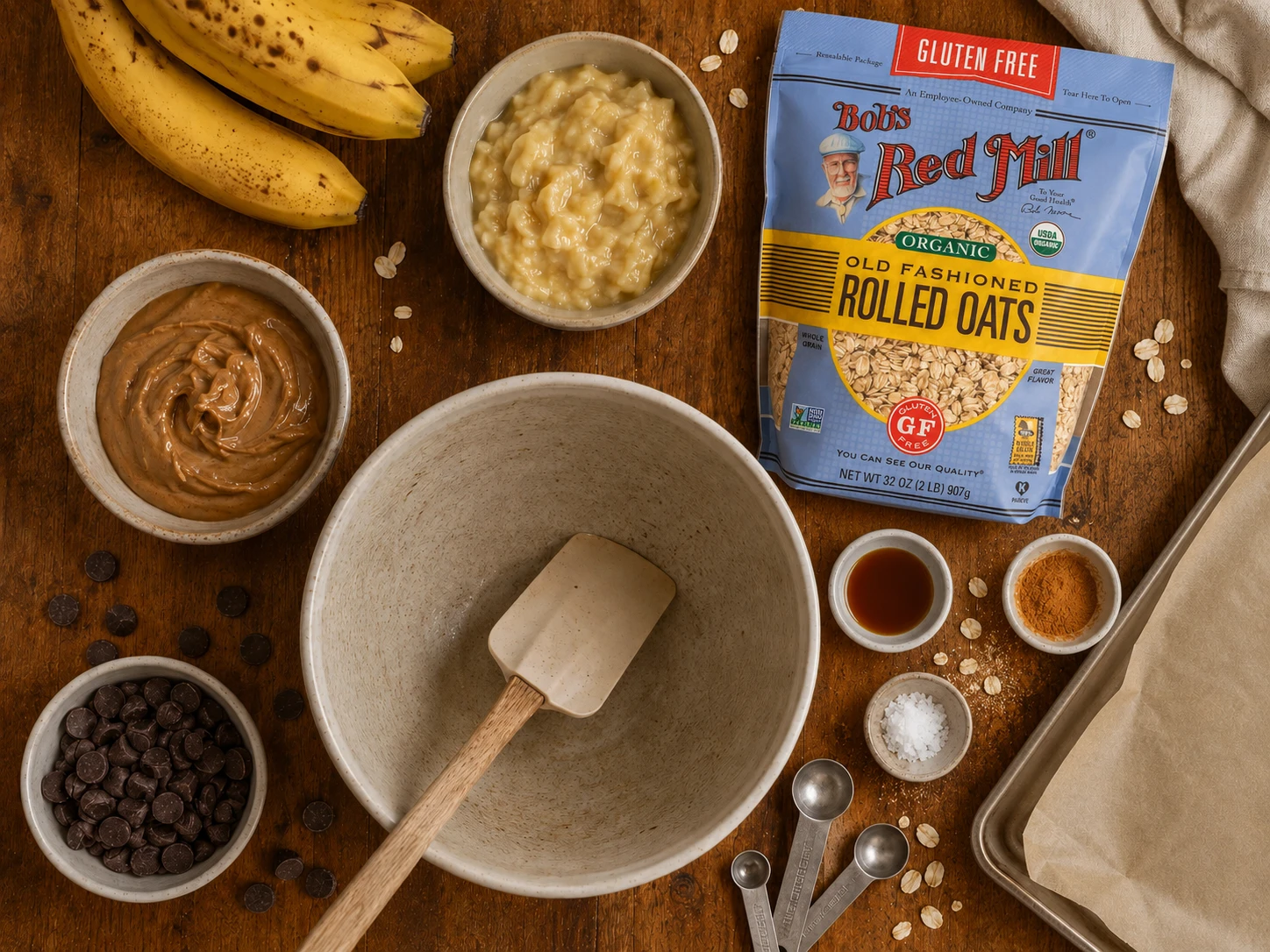 Banana Chocolate Chip Oat Cookies preparation