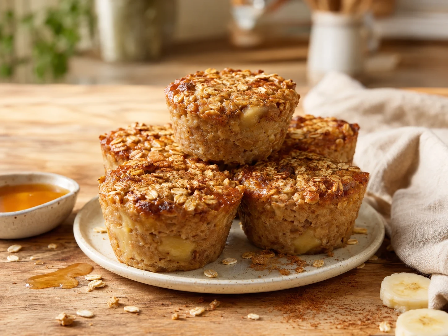 Banana Cinnamon Baked Oatmeal Cups
