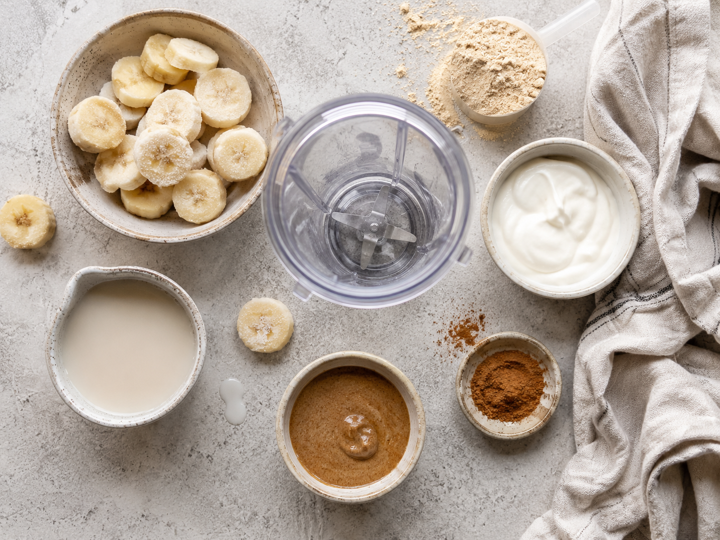 Banana Nut Protein Smoothie Bowl preparation