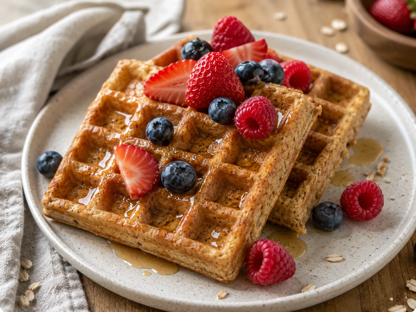 Banana Oat Waffles