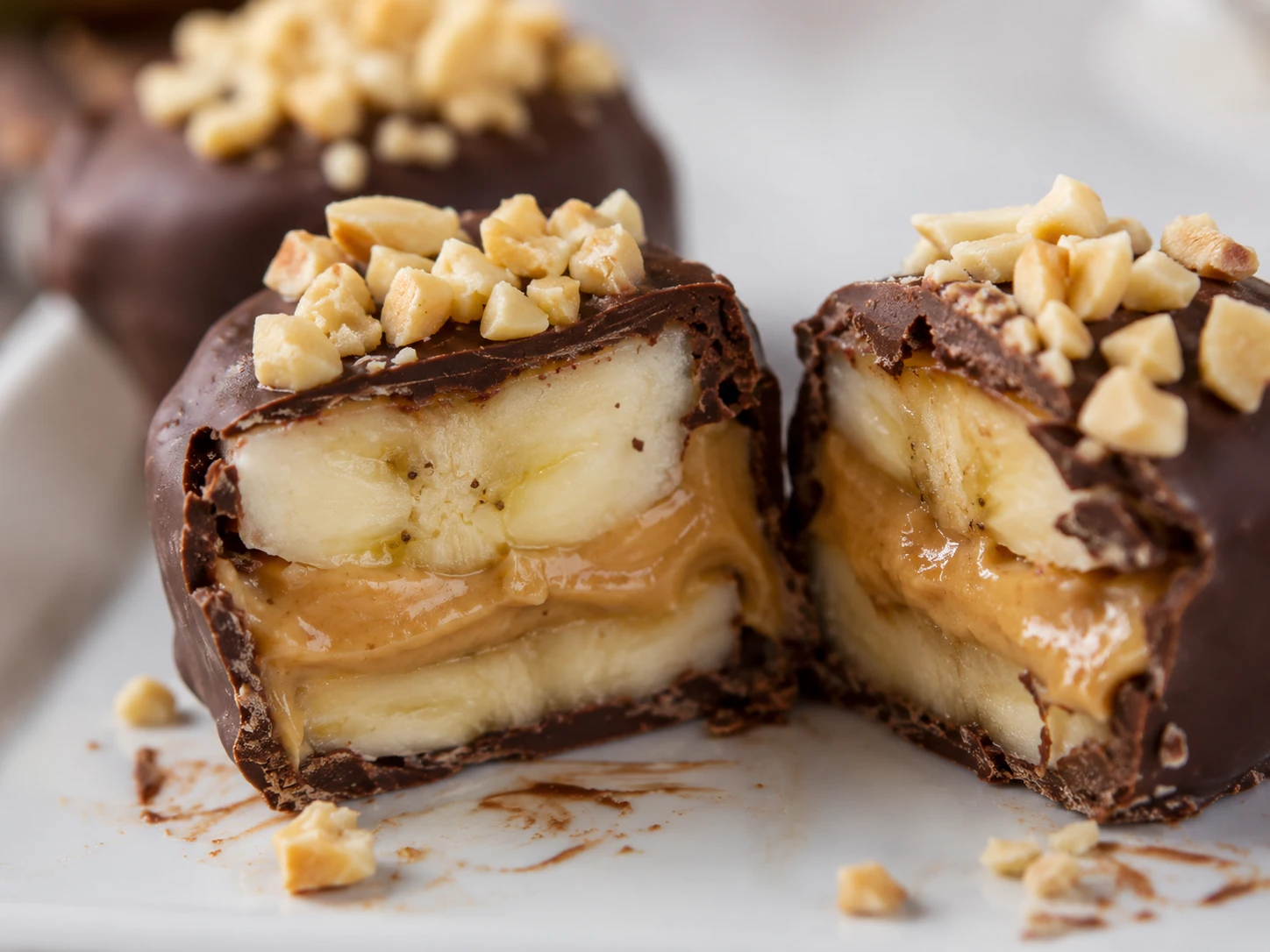 Banana Peanut Butter Frozen Bites close up