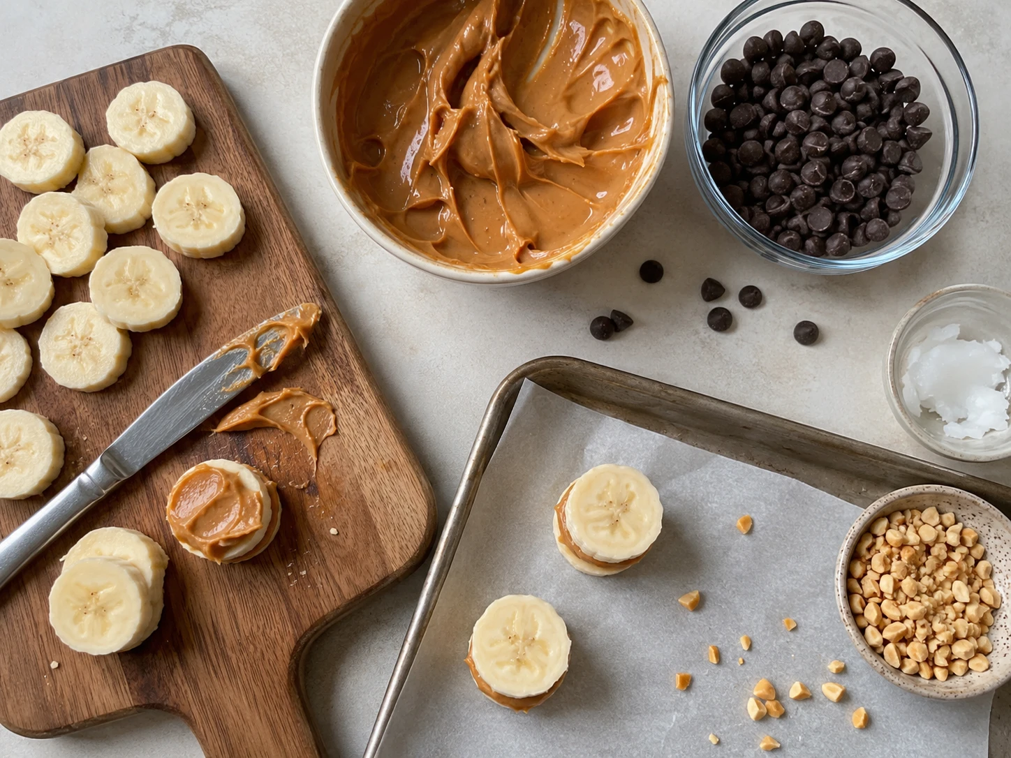 Banana Peanut Butter Frozen Bites preparation