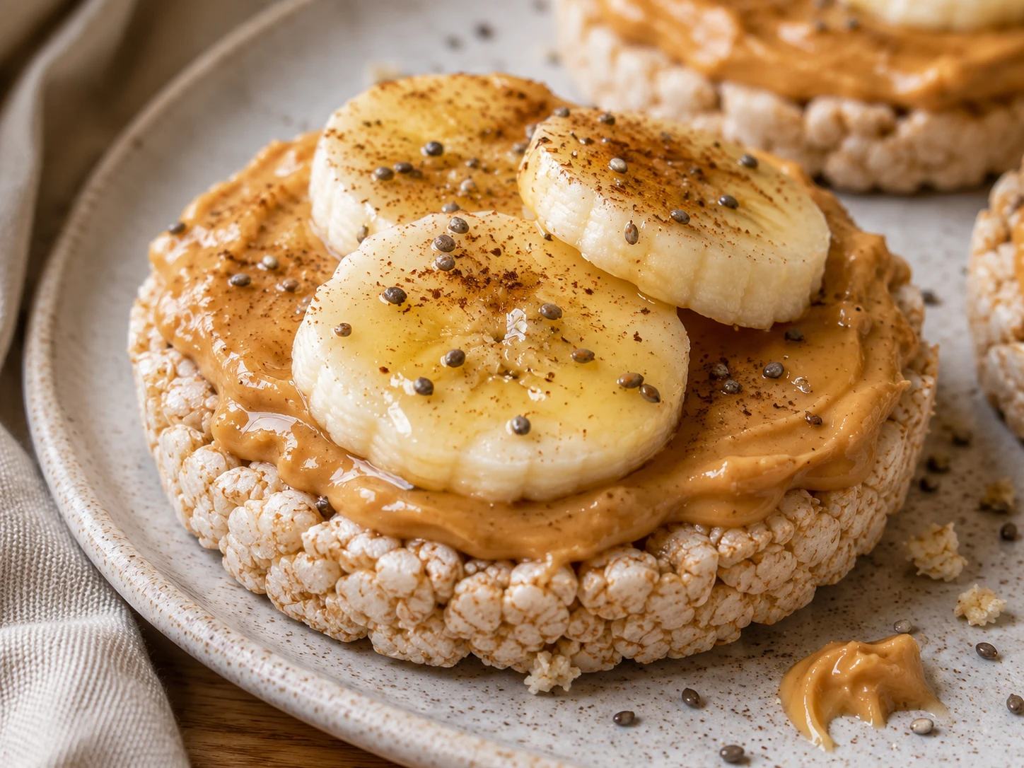 Banana Peanut Butter Rice Cakes close up