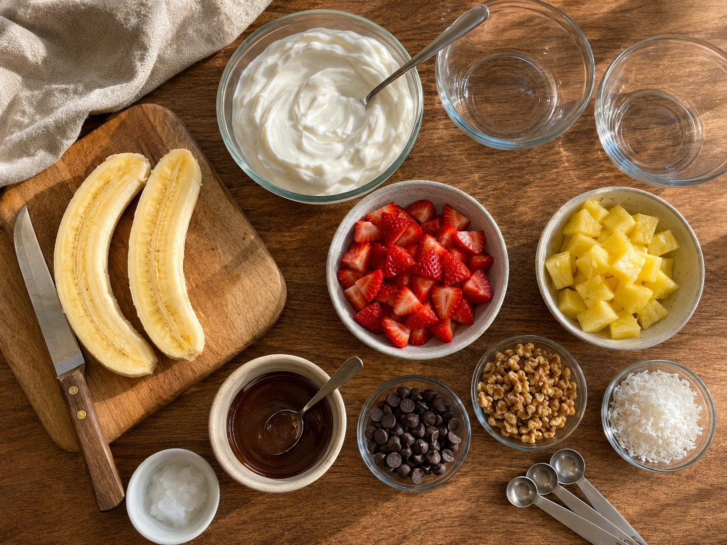 Banana Split Yogurt Cups preparation