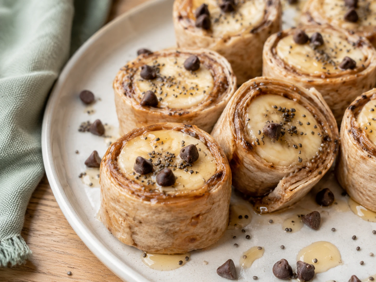 Banana Sushi Roll Ups close up