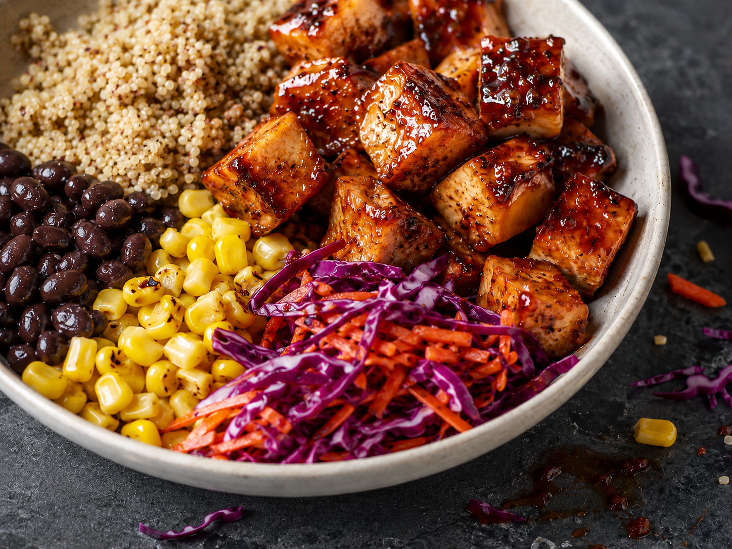 BBQ Chicken Quinoa Bowls close up