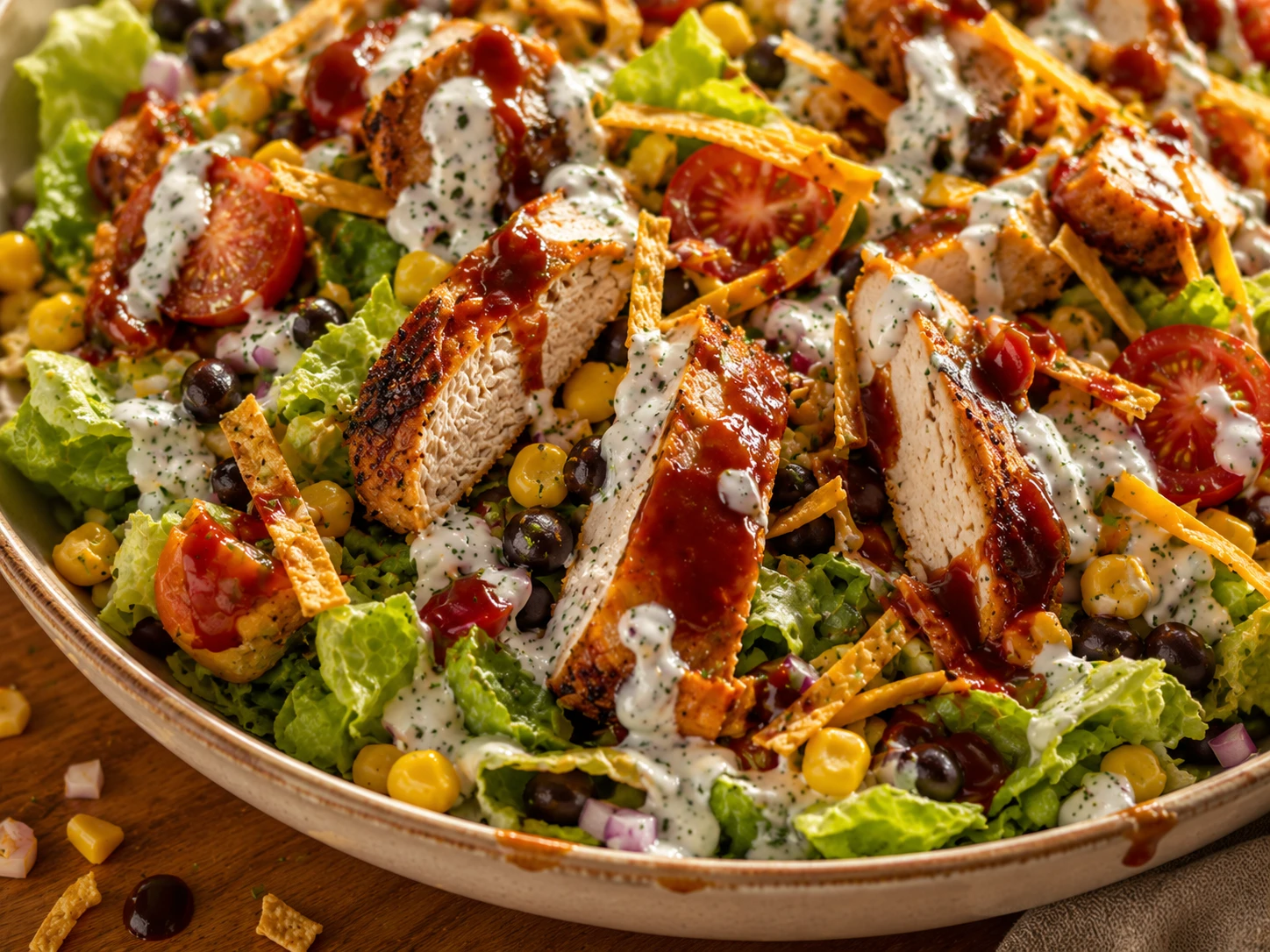 BBQ Chicken Ranch Chopped Salad close up