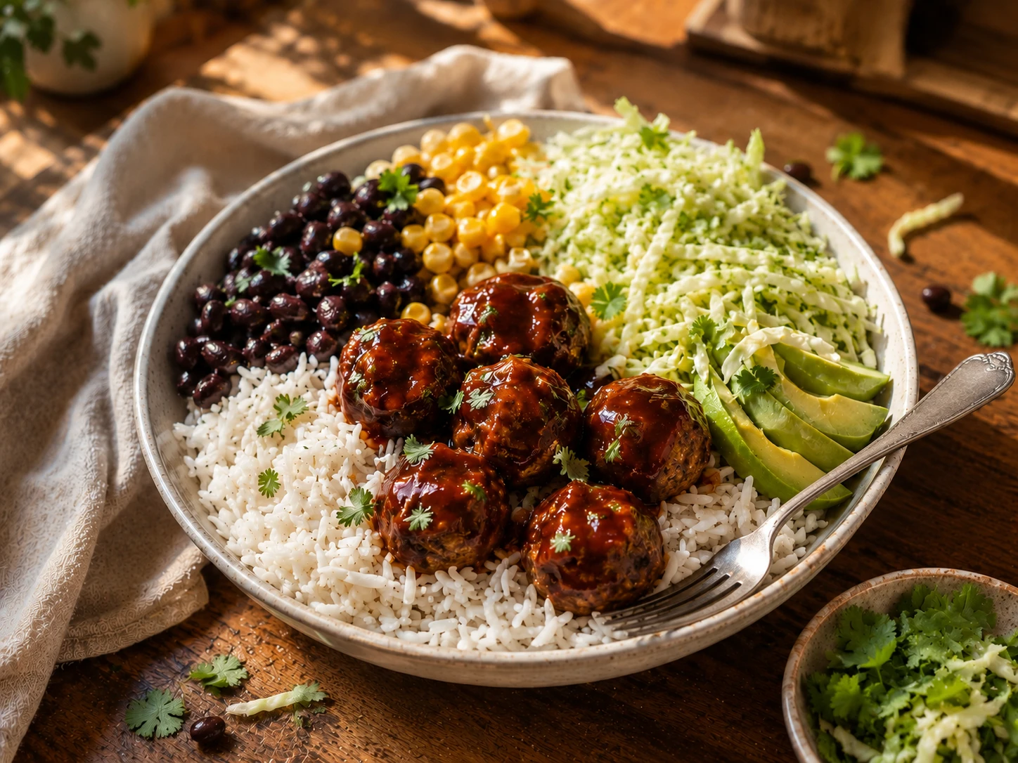 BBQ Turkey Meatball Bowl