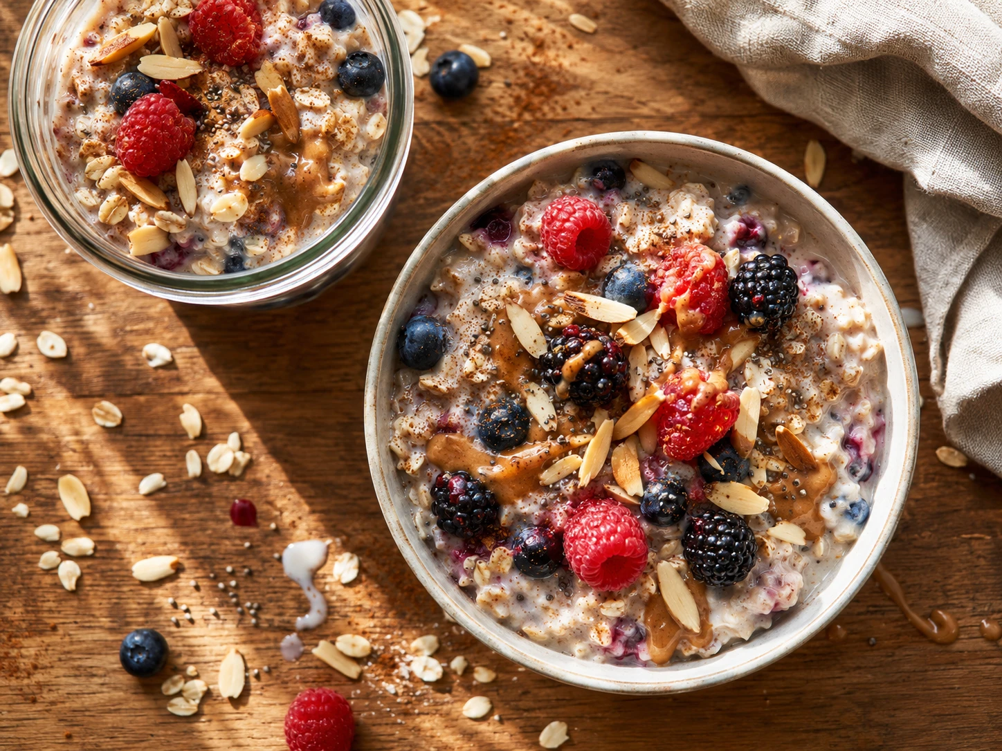 Berry Almond Overnight Oats preparation