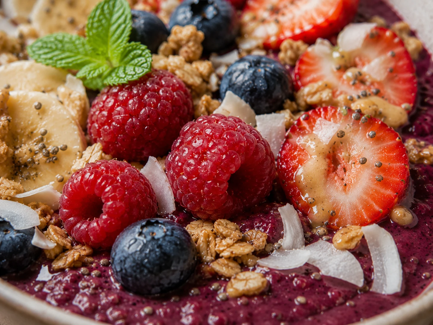Berry Protein Smoothie Bowl close up