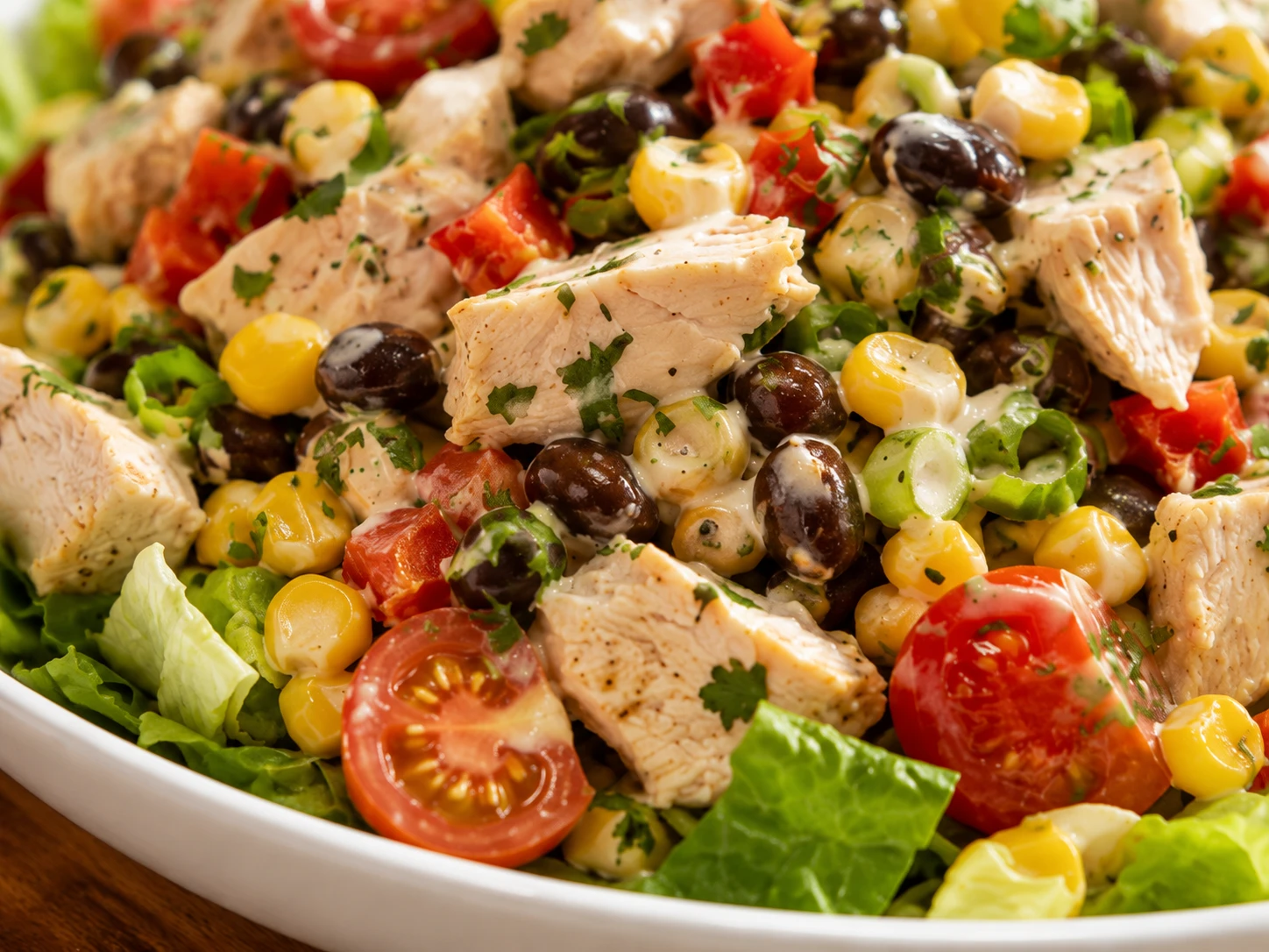 Black Bean Corn and Greek Yogurt Chicken Salad close up