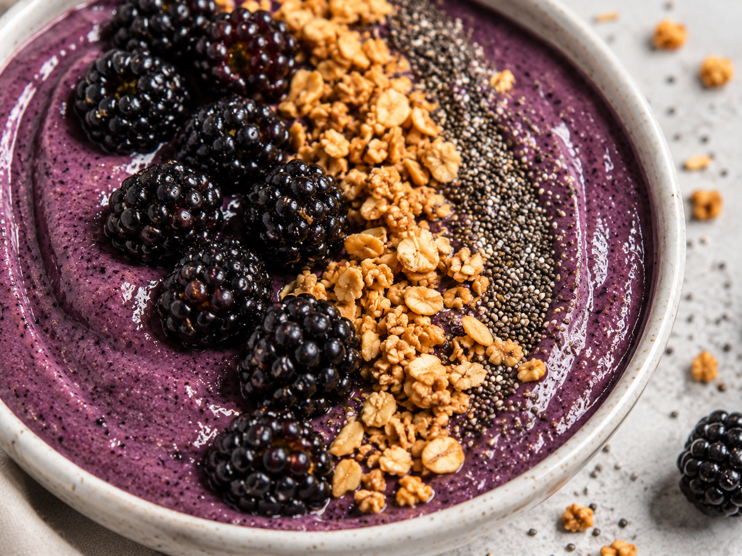 Blackberry Banana Smoothie Bowl close up