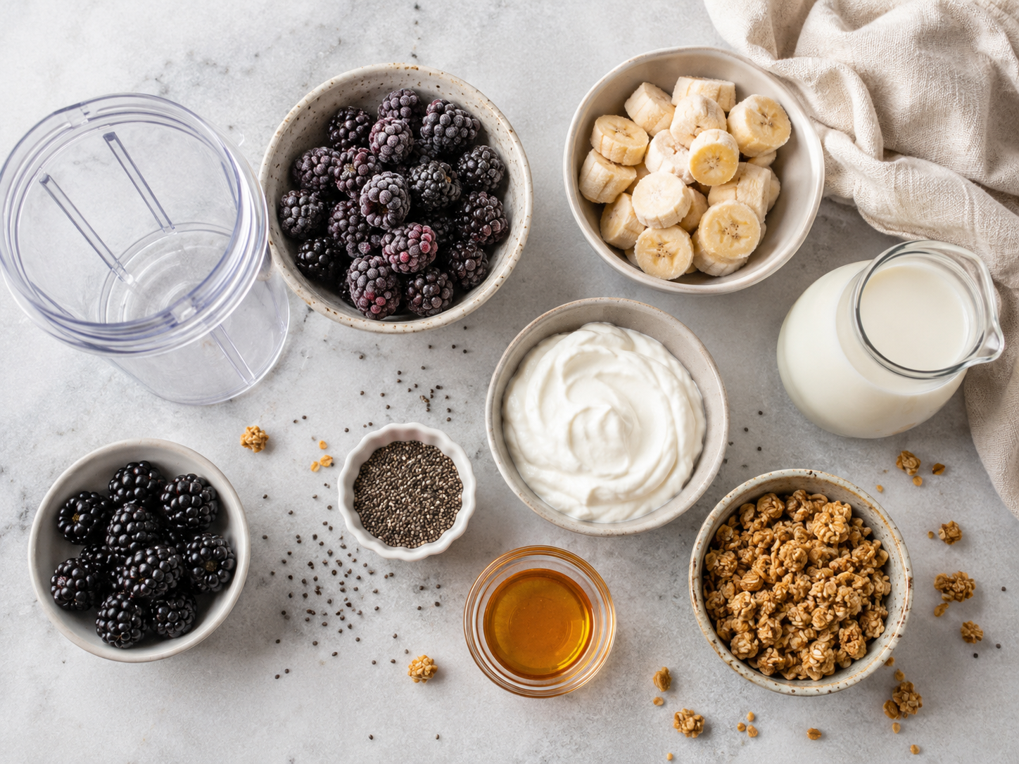 Blackberry Banana Smoothie Bowl preparation