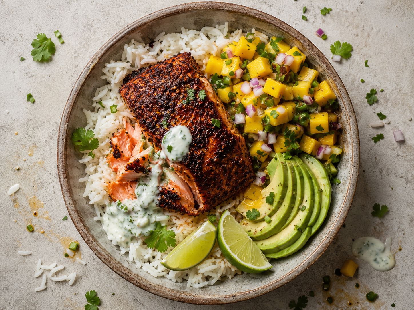 Blackened Salmon Rice Bowls