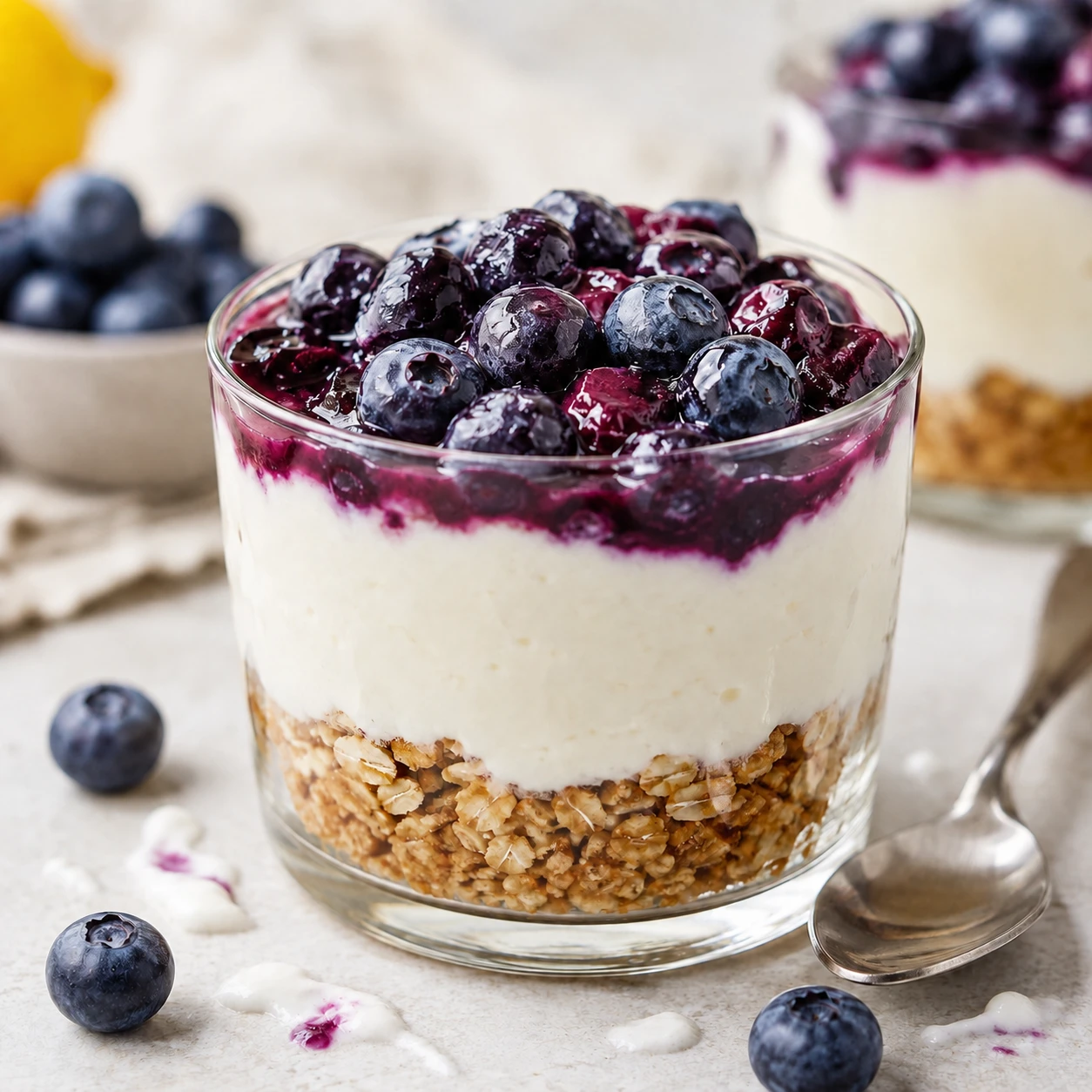 Blueberry Greek Yogurt Cheesecake Cups