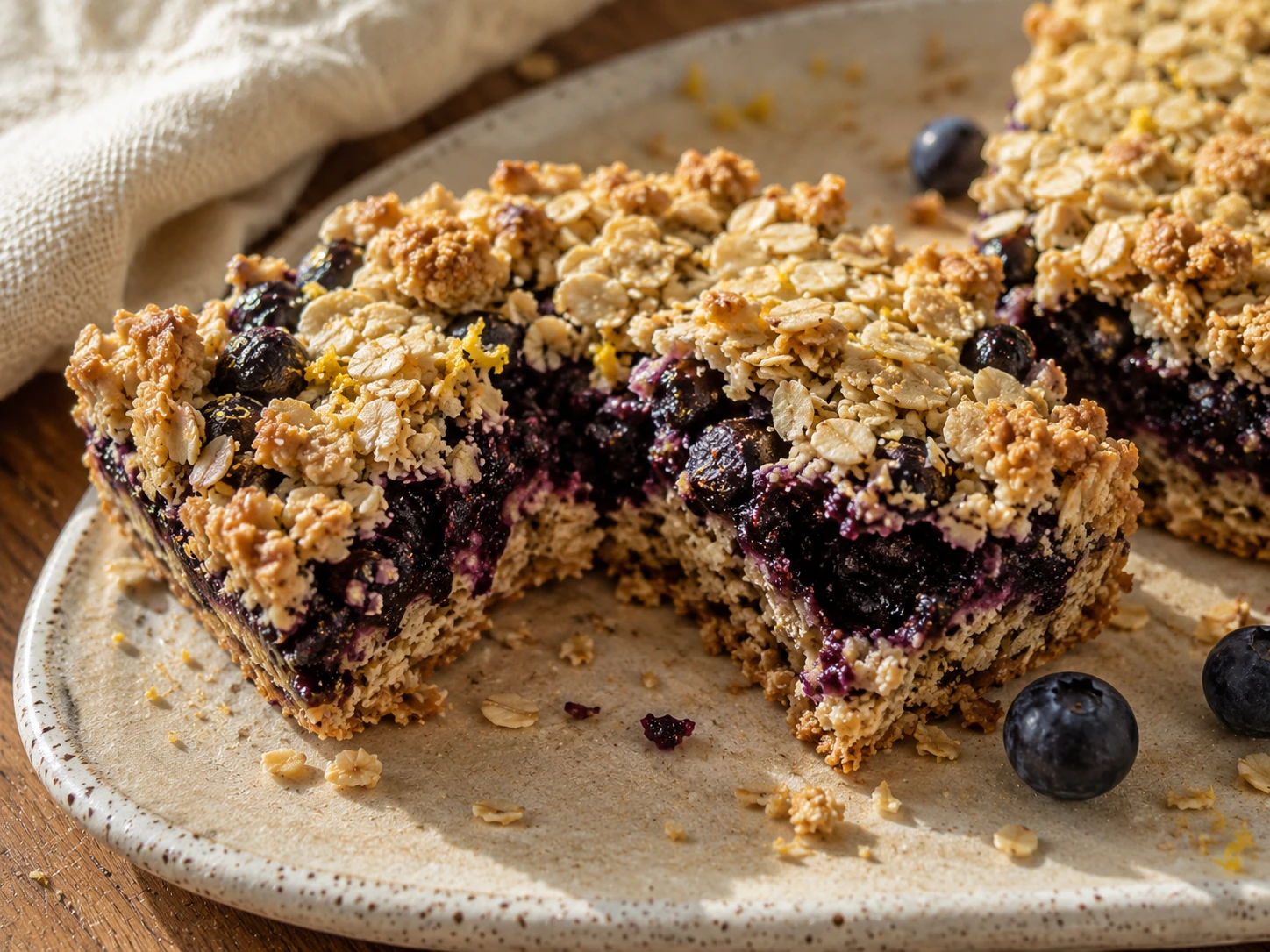 Blueberry Lemon Oat Bars close up