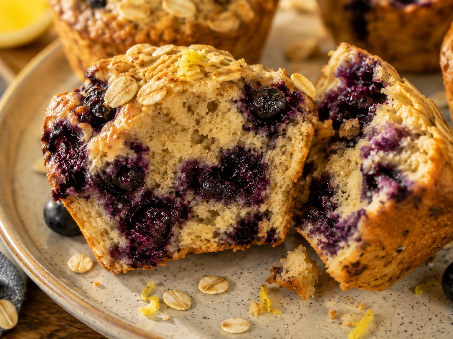 Blueberry Lemon Protein Muffin Cups close up