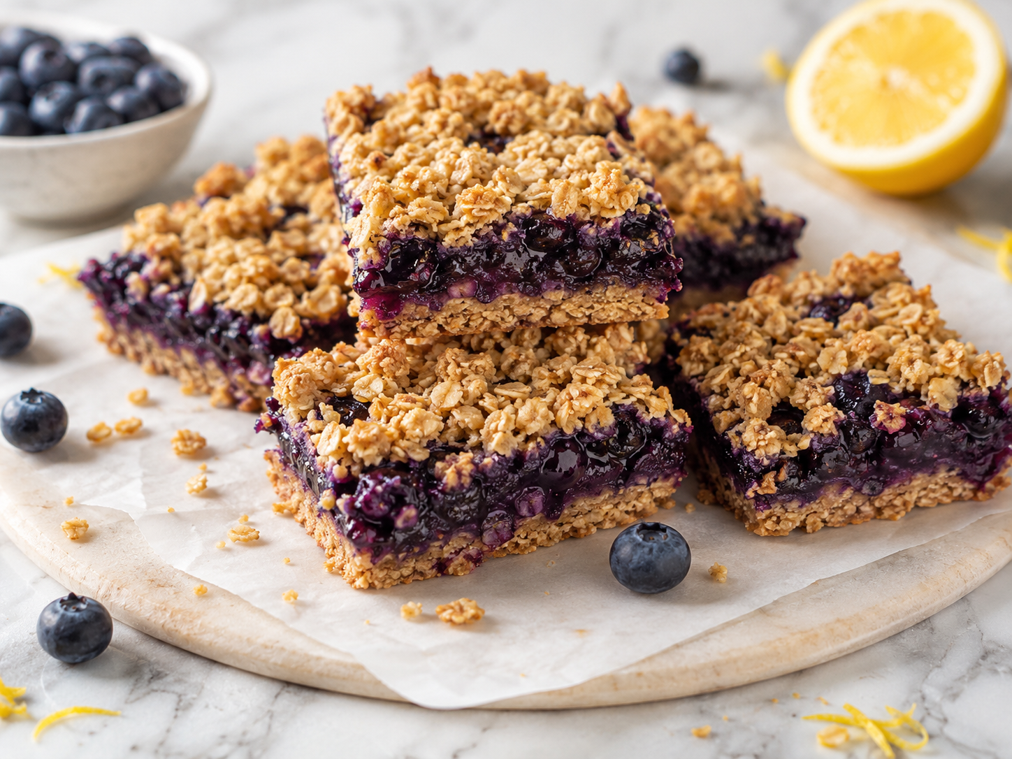 Blueberry Oat Crumble Bars close up